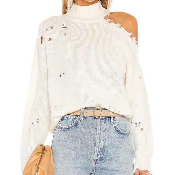 Lovers + Friends Sweaters - Lovers + Friends Distressed Arlington Sweater Sz S